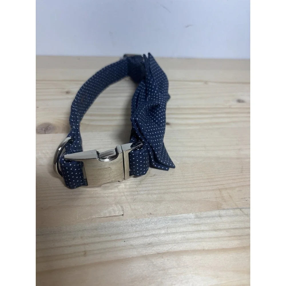 Lionet Paws Navy With White Dots Dog Collar‎ Adjustable FF18